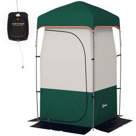 Camping Shower Tent, Portable Privacy Shelter with Solar Shower Bag, Removable Floor and Carrying Bag, Green
