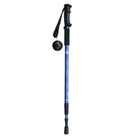 Multifunctional 3-Section Straight Handle Trekking Pole (Color: Blue, Type: Walking Sticks)